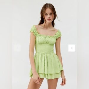 Urban Outfitters Light Green Ruffled Jumpsuit